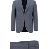 Light Navy Blue 6 Drop Regular Fit Standard Cut Striped Elasticated Waist Drawstring Suit