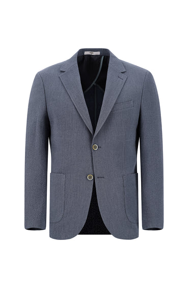 Açık Lacivert Slim Fit Dar Kesim Çizgili Beli Lastikli İpli Takım Elbise