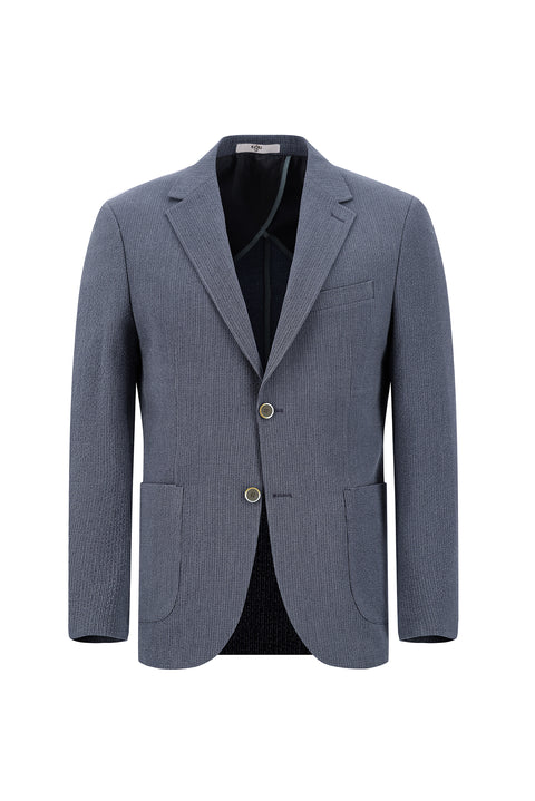 Açık Lacivert 7 Drop Slim Fit Dar Kesim Çizgili Beli Lastikli İpli Takım Elbise
