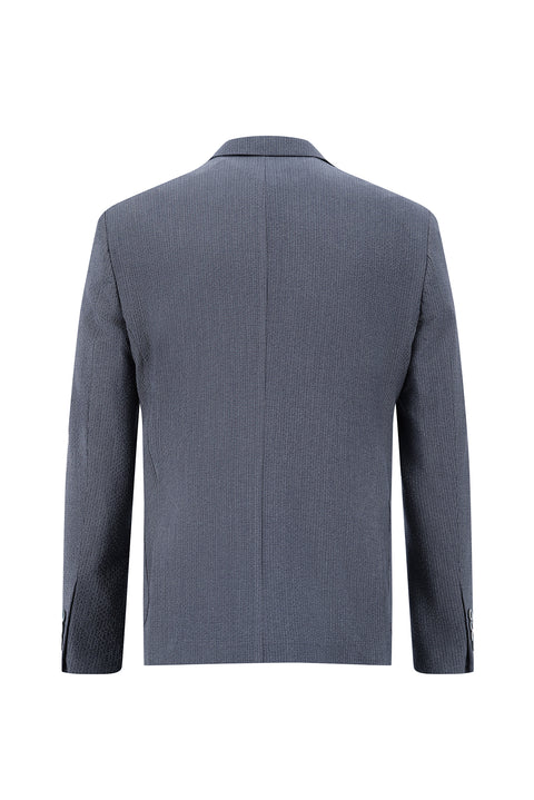 Açık Lacivert 7 Drop Slim Fit Dar Kesim Çizgili Beli Lastikli İpli Takım Elbise