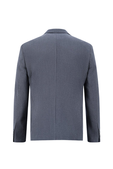 Açık Lacivert Slim Fit Dar Kesim Çizgili Beli Lastikli İpli Takım Elbise