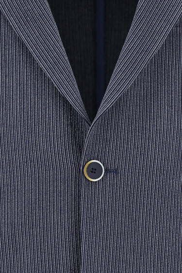 Açık Lacivert Slim Fit Dar Kesim Çizgili Beli Lastikli İpli Takım Elbise