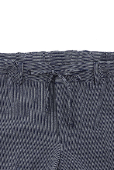 Açık Lacivert Slim Fit Dar Kesim Çizgili Beli Lastikli İpli Takım Elbise