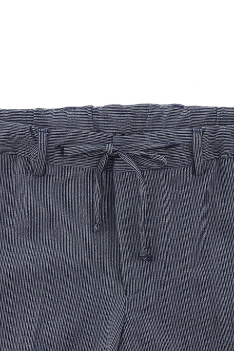 Açık Lacivert 7 Drop Slim Fit Dar Kesim Çizgili Beli Lastikli İpli Takım Elbise