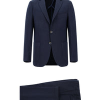 Dark Navy 6 Drop Regular Fit Striped Elastic Waist Drawstring Suit