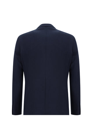  Koyu Lacivert 6 Drop Regular Fit Standart Kesim Çizgili Beli Lastikli ?pli Tak?m Elbise-Ki??l?