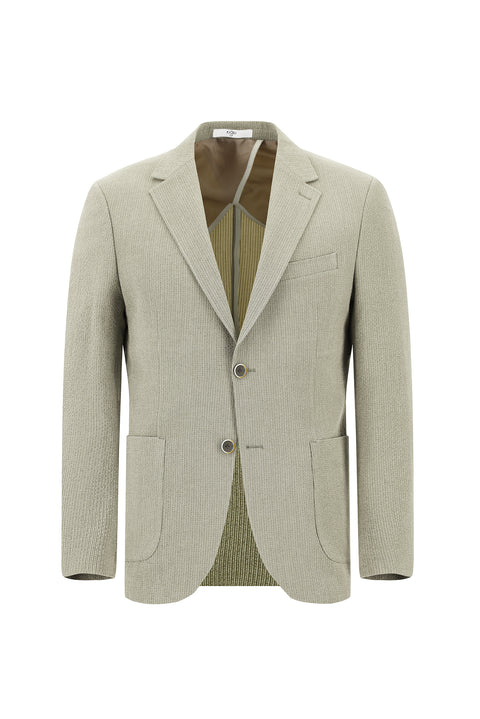 Koyu Bej 6 Drop Regular Fit Standart Kesim Çizgili Beli Lastikli İpli Takım Elbise