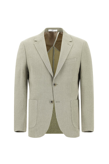  Koyu Bej Slim Fit Dar Kesim Çizgili Beli Lastikli İpli Takım Elbise