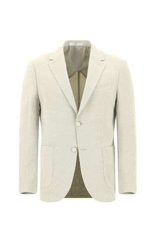  Krem 7 Drop Slim Fit Dar Kesim Çizgili Beli Lastikli İpli Takım Elbise