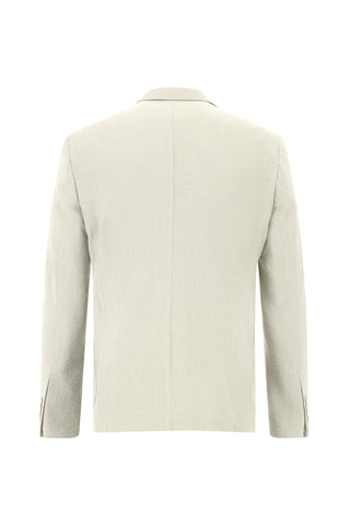  Krem 7 Drop Slim Fit Dar Kesim Çizgili Beli Lastikli İpli Takım Elbise