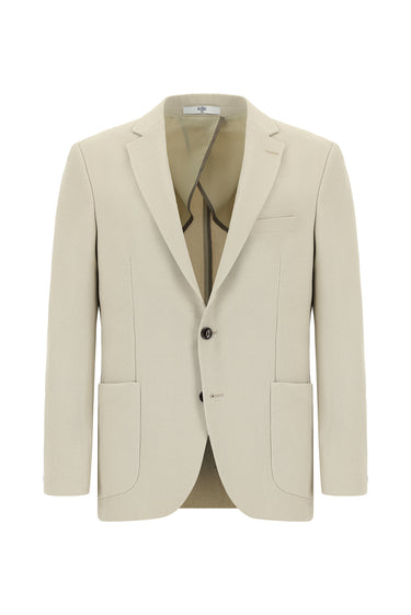  Ekru Slim Fit Dar Kesim Çizgili Beli Lastikli İpli Takım Elbise