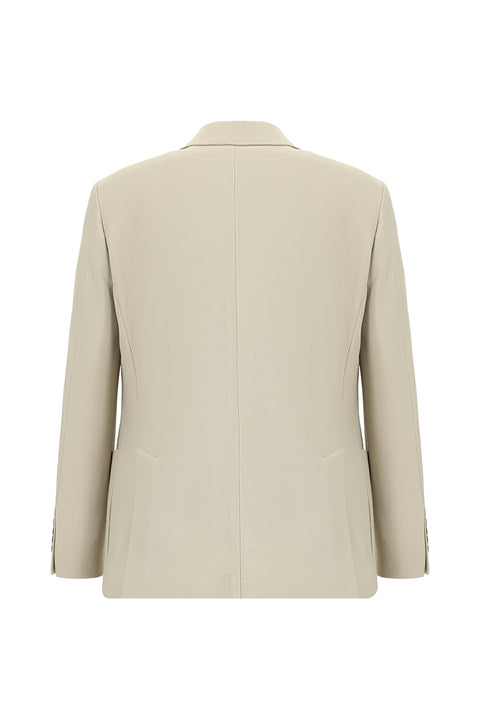 Off-white 7-drop slim fit striped suit with elasticated drawstring waist.