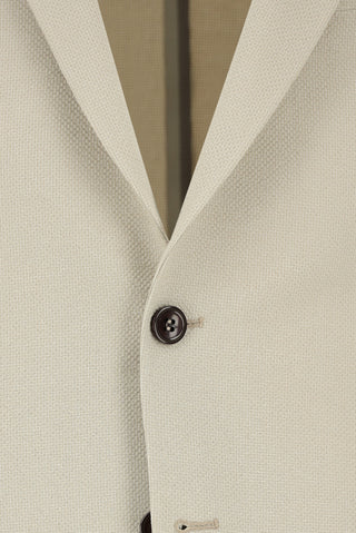  Ekru Slim Fit Dar Kesim Çizgili Beli Lastikli İpli Takım Elbise