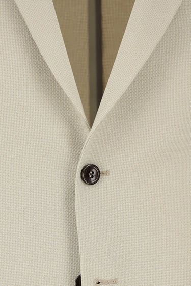  Ekru Slim Fit Dar Kesim Çizgili Beli Lastikli İpli Takım Elbise