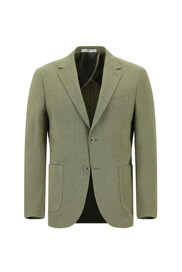Açık Haki Slim Fit Dar Kesim Çizgili Beli Lastikli İpli Takım Elbise