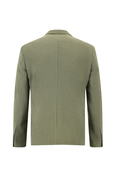Açık Haki Slim Fit Dar Kesim Çizgili Beli Lastikli İpli Takım Elbise
