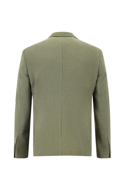 Açık Haki 7 Drop Slim Fit Dar Kesim Çizgili Beli Lastikli İpli Takım Elbise