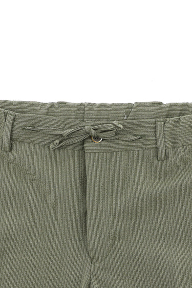 Açık Haki Slim Fit Dar Kesim Çizgili Beli Lastikli İpli Takım Elbise