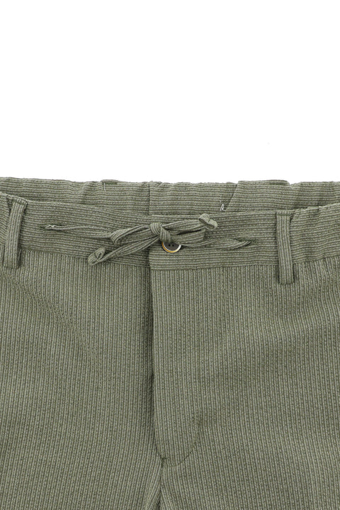 Açık Haki 7 Drop Slim Fit Dar Kesim Çizgili Beli Lastikli İpli Takım Elbise