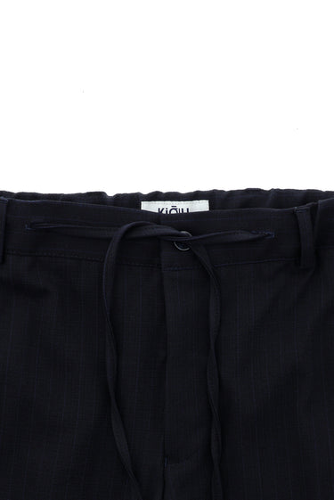 Koyu Lacivert Super Slim Fit Ekstra Dar Kesim Çizgili Beli Lastikli İpli Kruvaze Takım Elbise