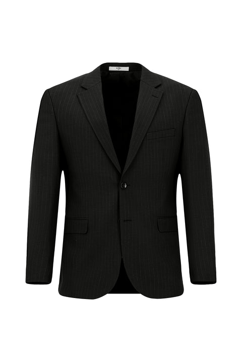 Siyah 4 Drop Relaxed Fit Rahat Kesim Çizgili Takım Elbise