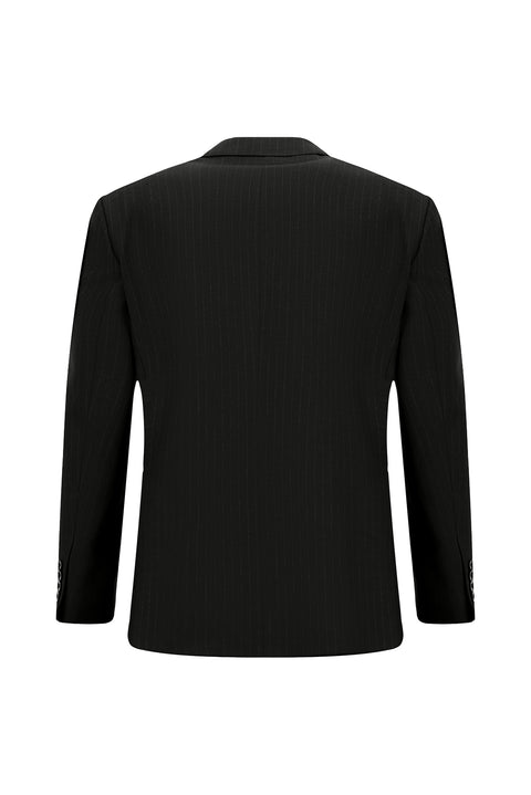 Siyah 4 Drop Relaxed Fit Rahat Kesim Çizgili Takım Elbise