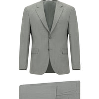 Orta Gri 4 Drop Relaxed Fit Rahat Kesim Çizgili Takım Elbise