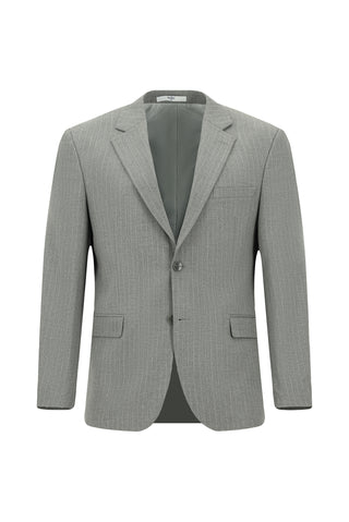  Orta Gri Relax Fit Rahat Kesim Klasik Çizgili Takım Elbise