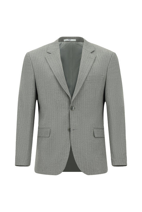 Orta Gri 4 Drop Relaxed Fit Rahat Kesim Çizgili Takım Elbise