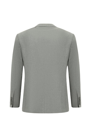  Orta Gri Relax Fit Rahat Kesim Klasik Çizgili Takım Elbise