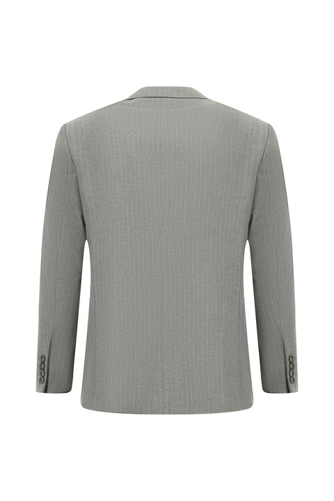 Orta Gri 4 Drop Relaxed Fit Rahat Kesim Çizgili Takım Elbise