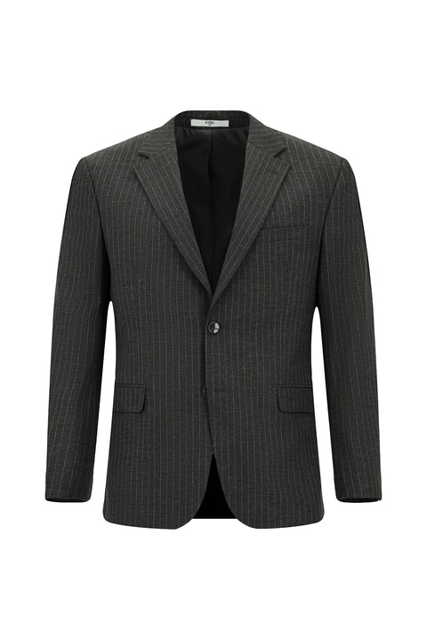 Dark Gray 4-Drop Relaxed Fit Striped Suit