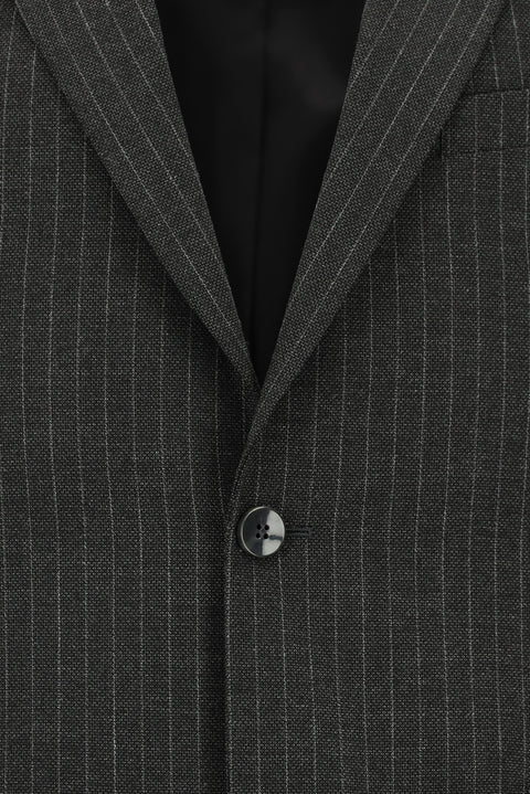 Koyu Füme 4 Drop Relaxed Fit Rahat Kesim Çizgili Takım Elbise