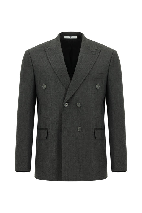 Koyu Füme 6 Drop Regular Fit Standart Kesim Çizgili Kruvaze Takım Elbise