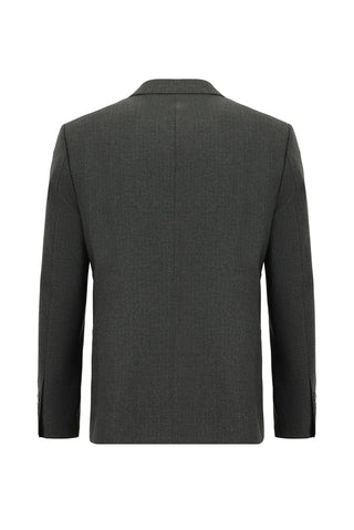  Koyu Füme Regular Fit Çizgili Kruvaze Takım Elbise