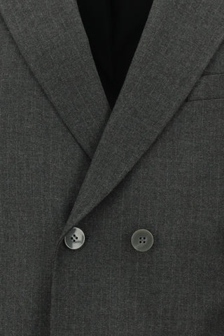  Koyu Füme Regular Fit Çizgili Kruvaze Takım Elbise