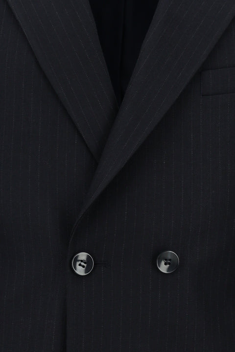 Koyu Lacivert 6 Drop Regular Fit Standart Kesim Çizgili Kruvaze Takım Elbise