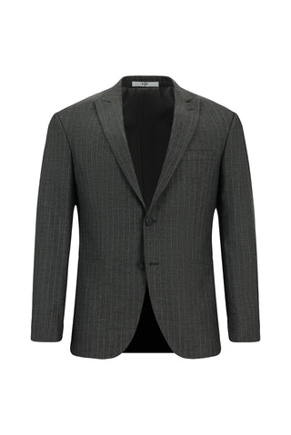  Koyu Füme 7 Drop Super Slim Fit Eksra Dar Kesim Çizgili Klasik Takım Elbise