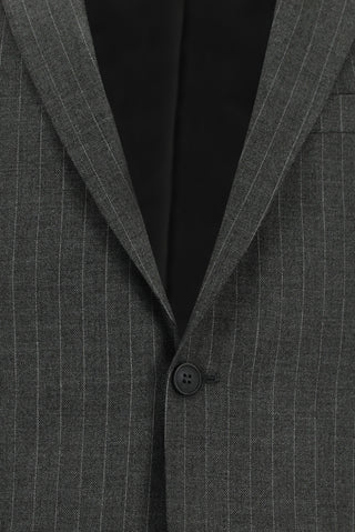  Koyu Füme 7 Drop Super Slim Fit Eksra Dar Kesim Çizgili Klasik Takım Elbise