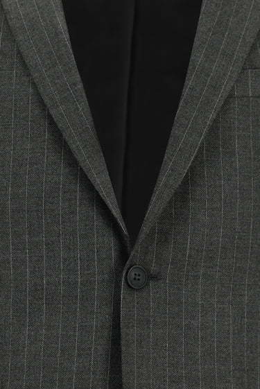  Koyu Füme Super Slim Fit Ekstra Dar Kesim Çizgili Klasik Takım Elbise