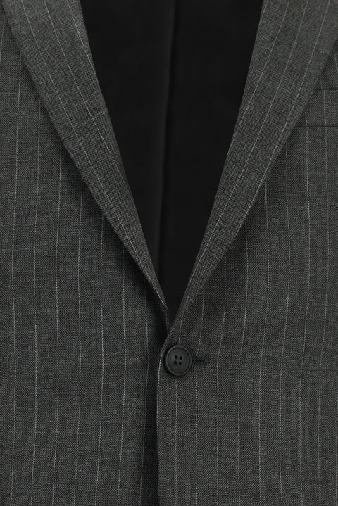 Koyu Füme 7 Drop Super Slim Fit Eksra Dar Kesim Çizgili Takım Elbise