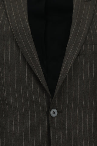  Koyu Antrasit Super Slim Fit Ekstra Dar Kesim Çizgili Klasik Takım Elbise