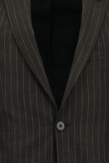  Koyu Antrasit Super Slim Fit Ekstra Dar Kesim Çizgili Klasik Takım Elbise