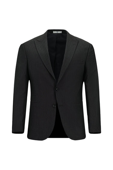  Koyu Füme Slim Fit Dar Kesim Çizgili Klasik Takım Elbise