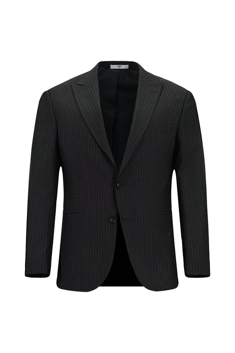 Koyu Füme 7 Drop Slim Fit Dar Kesim Çizgili Takım Elbise