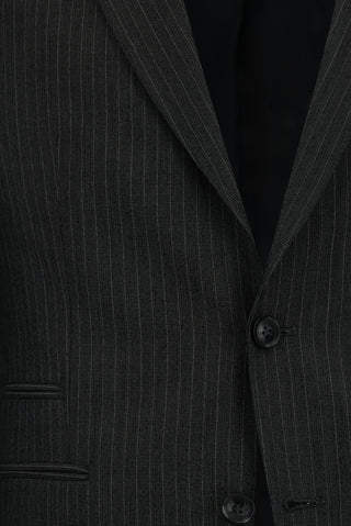  Koyu Füme Slim Fit Dar Kesim Çizgili Klasik Takım Elbise