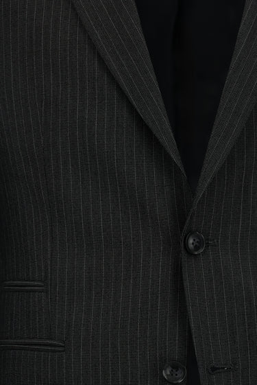  Koyu Füme Slim Fit Dar Kesim Çizgili Klasik Takım Elbise