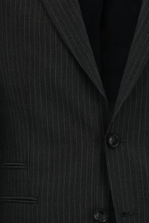 Koyu Füme 7 Drop Slim Fit Dar Kesim Çizgili Takım Elbise