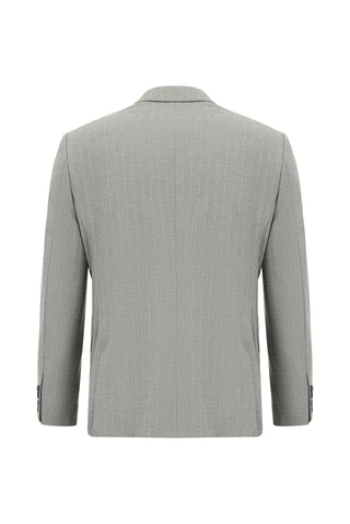  Orta Gri Slim Fit Dar Kesim Çizgili Kruvaze Takım Elbise