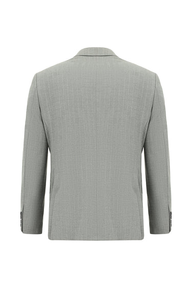  Orta Gri Slim Fit Dar Kesim Çizgili Kruvaze Takım Elbise